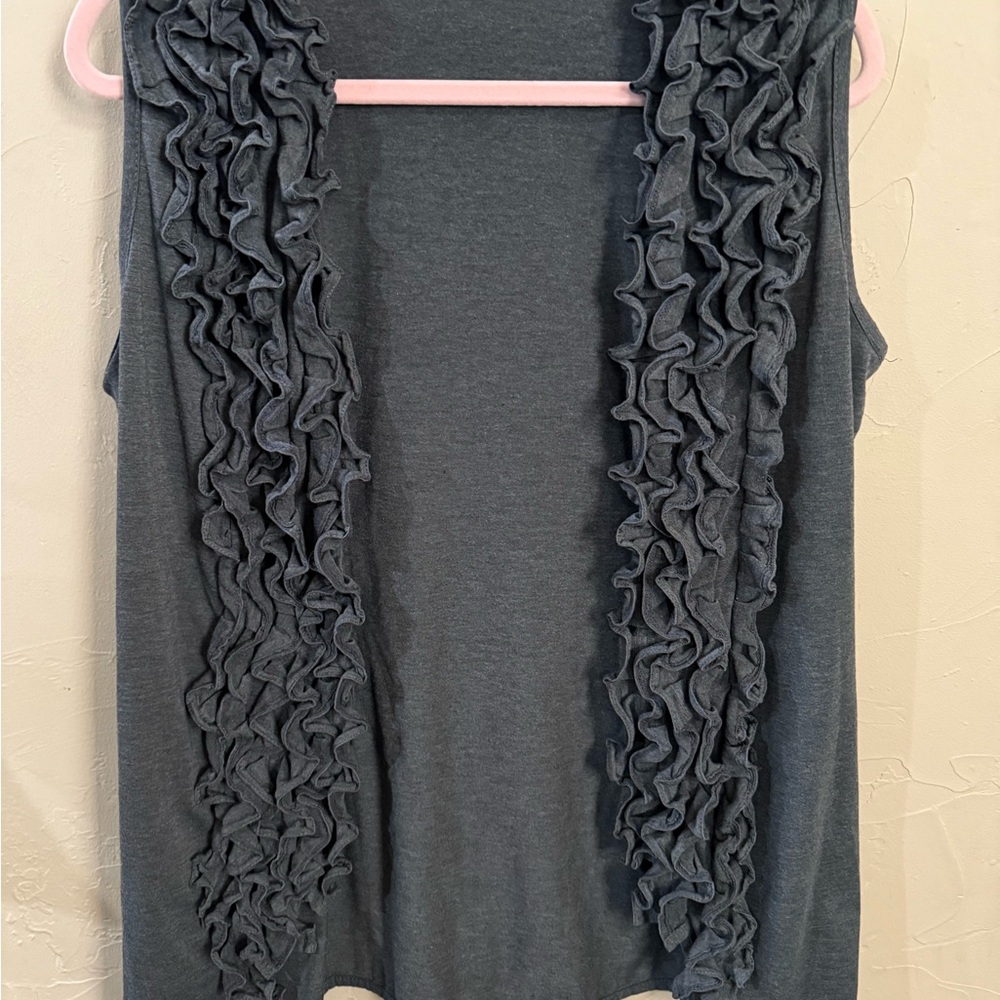 Cato Charcoal Long Ruffled Vest Size L